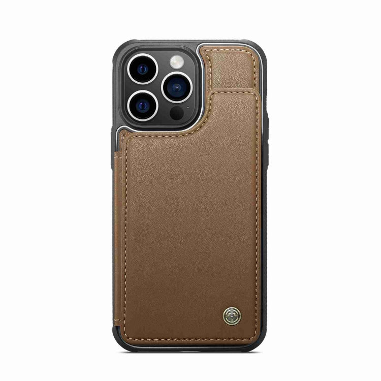For iPhone 15 Pro Max CaseMe C22 Card Slots Holder RFID Anti-theft Phone Case(Brown) by CaseMe