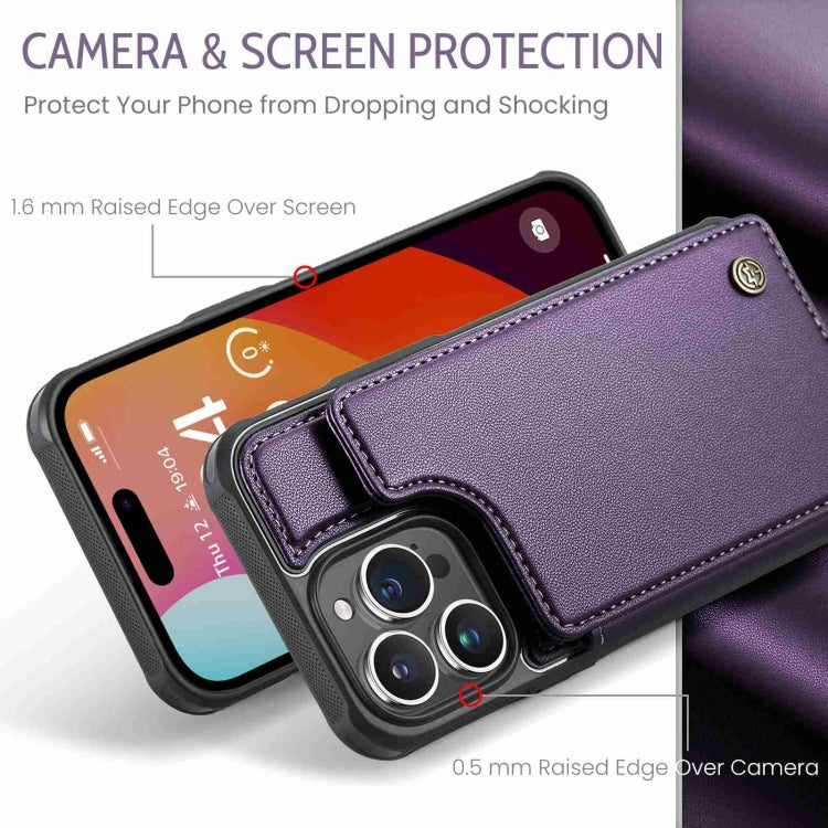 For iPhone 15 Pro Max CaseMe C22 Card Slots Holder RFID Anti-theft Phone Case(Purple) by CaseMe