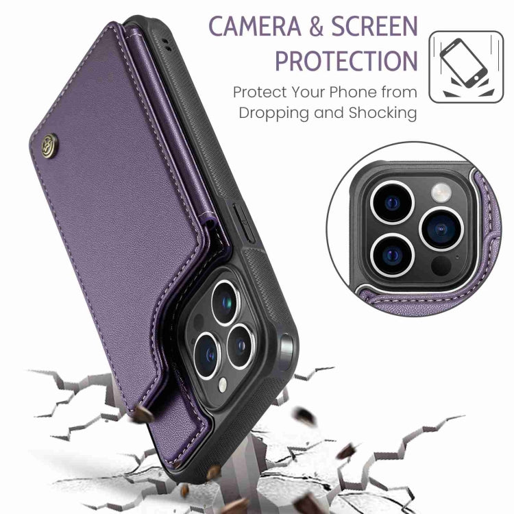 For iPhone 15 Pro Max CaseMe C22 Card Slots Holder RFID Anti-theft Phone Case(Purple) by CaseMe