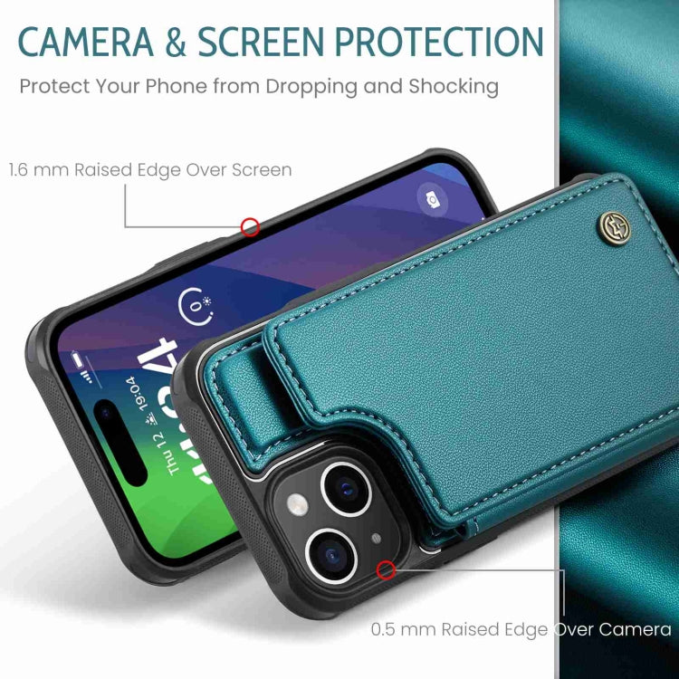 For iPhone 15 CaseMe C22 Card Slots Holder RFID Anti-theft Phone Case(Blue Green) by CaseMe