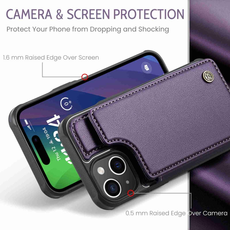 For iPhone 15 CaseMe C22 Card Slots Holder RFID Anti-theft Phone Case(Purple) by CaseMe