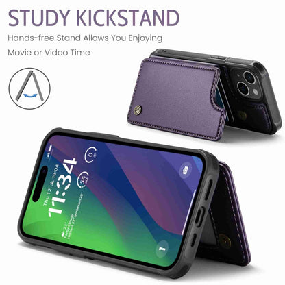 For iPhone 15 CaseMe C22 Card Slots Holder RFID Anti-theft Phone Case(Purple) by CaseMe