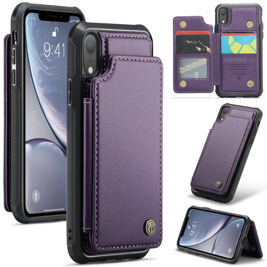 For iPhone XR CaseMe C22 Card Slots Holder RFID Anti-theft Phone Case(Purple) by CaseMe