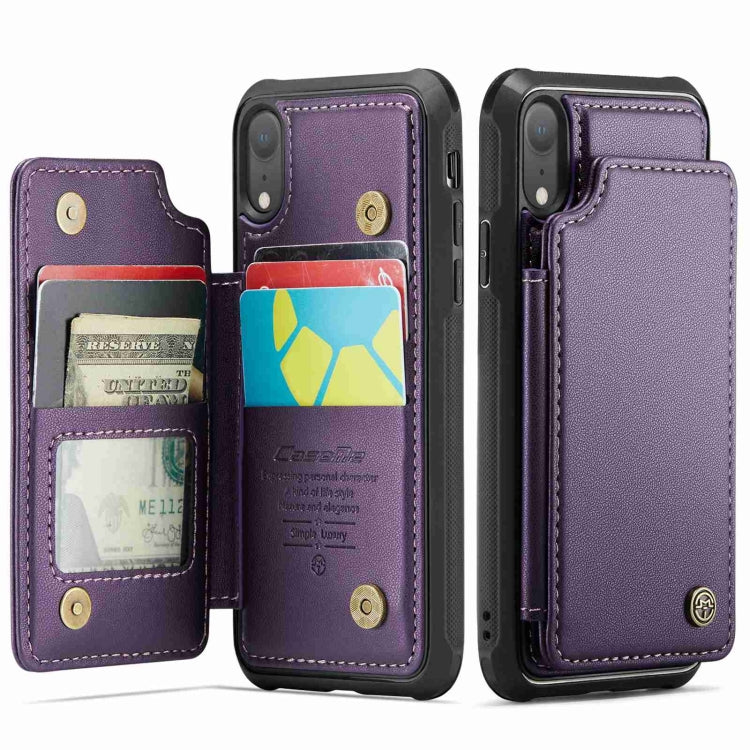 For iPhone XR CaseMe C22 Card Slots Holder RFID Anti-theft Phone Case(Purple) by CaseMe