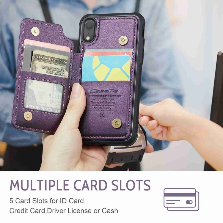 For iPhone XR CaseMe C22 Card Slots Holder RFID Anti-theft Phone Case(Purple) by CaseMe