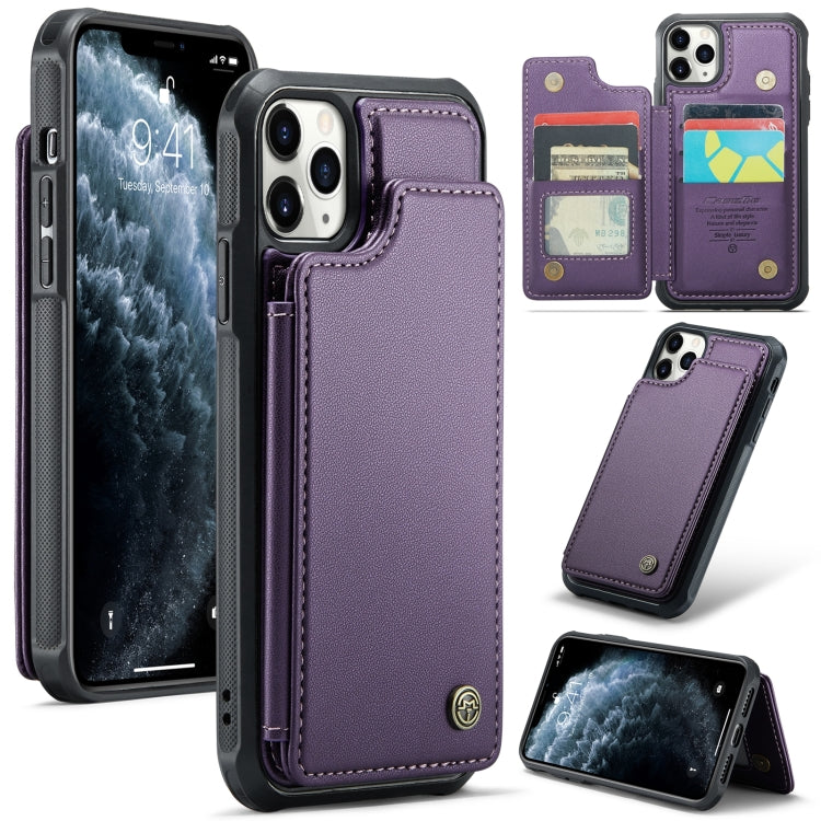 For iPhone 11 Pro Max CaseMe C22 Card Slots Holder RFID Anti-theft Phone Case(Purple) by CaseMe