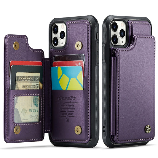 For iPhone 11 Pro Max CaseMe C22 Card Slots Holder RFID Anti-theft Phone Case(Purple) by CaseMe