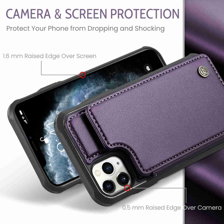 For iPhone 11 Pro Max CaseMe C22 Card Slots Holder RFID Anti-theft Phone Case(Purple) by CaseMe