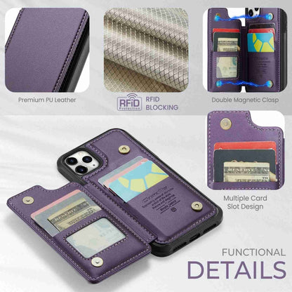 For iPhone 11 Pro Max CaseMe C22 Card Slots Holder RFID Anti-theft Phone Case(Purple) by CaseMe
