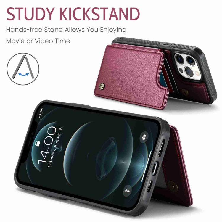 For iPhone 12 Pro Max CaseMe C22 Card Slots Holder RFID Anti-theft Phone Case(Wine Red) by CaseMe