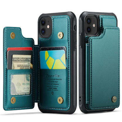 For iPhone 12 / 12 Pro CaseMe C22 Card Slots Holder RFID Anti-theft Phone Case(Blue Green) by CaseMe
