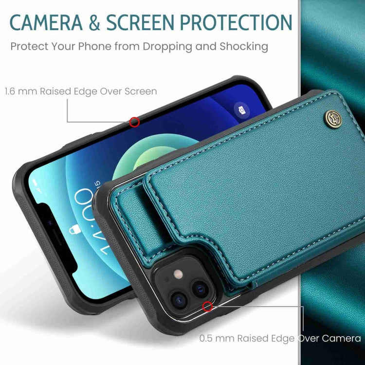 For iPhone 12 / 12 Pro CaseMe C22 Card Slots Holder RFID Anti-theft Phone Case(Blue Green) by CaseMe