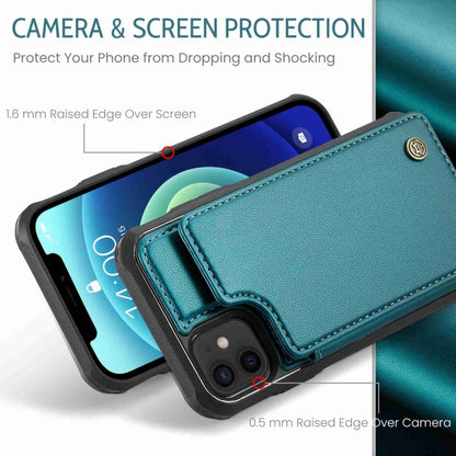 For iPhone 12 / 12 Pro CaseMe C22 Card Slots Holder RFID Anti-theft Phone Case(Blue Green) by CaseMe