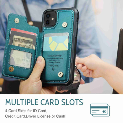 For iPhone 12 / 12 Pro CaseMe C22 Card Slots Holder RFID Anti-theft Phone Case(Blue Green) by CaseMe