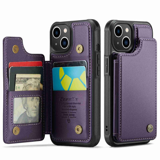 For iPhone 13 CaseMe C22 Card Slots Holder RFID Anti-theft Phone Case(Purple) by CaseMe