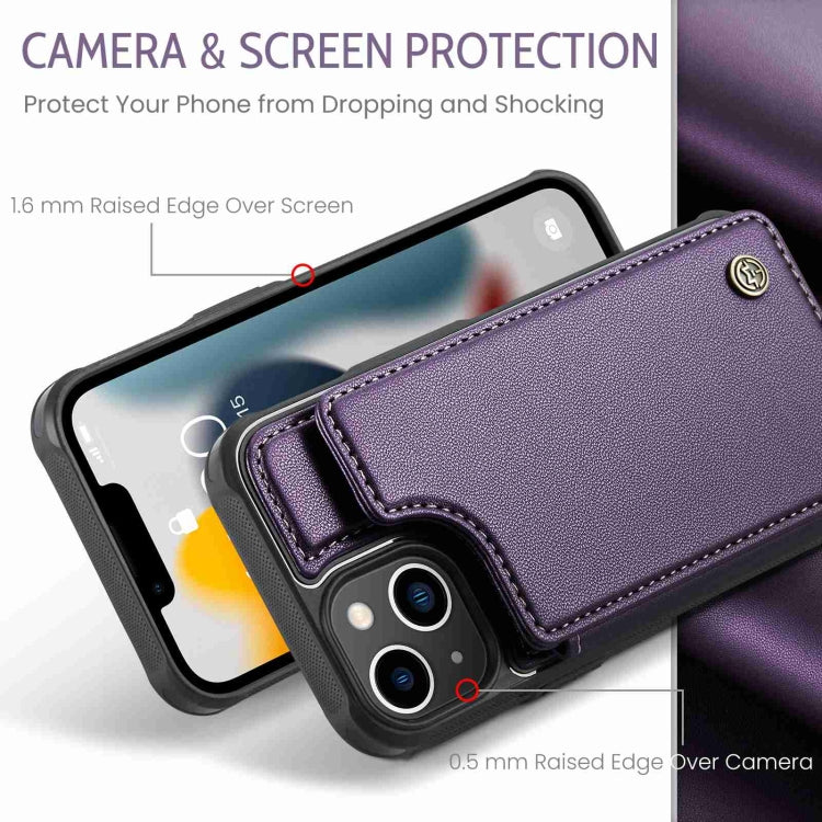 For iPhone 13 CaseMe C22 Card Slots Holder RFID Anti-theft Phone Case(Purple) by CaseMe