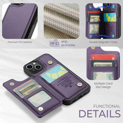 For iPhone 13 CaseMe C22 Card Slots Holder RFID Anti-theft Phone Case(Purple) by CaseMe