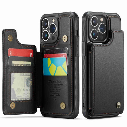 For iPhone 13 Pro Max CaseMe C22 Card Slots Holder RFID Anti-theft Phone Case(Black) by CaseMe