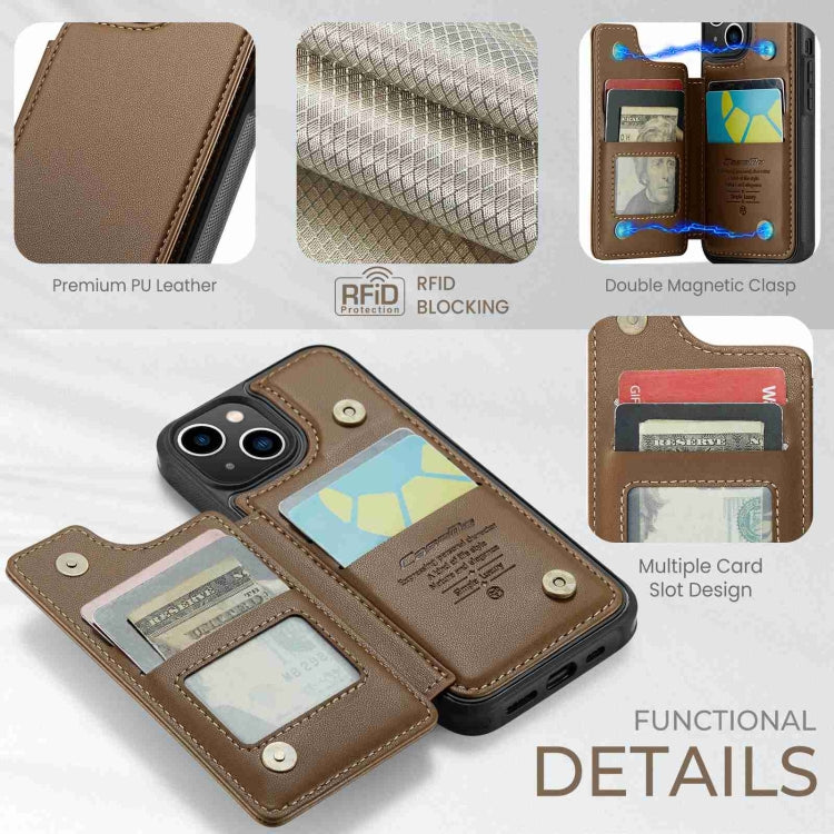 For iPhone 14 CaseMe C22 Card Slots Holder RFID Anti-theft Phone Case(Brown) by CaseMe