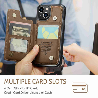 For iPhone 14 CaseMe C22 Card Slots Holder RFID Anti-theft Phone Case(Brown) by CaseMe