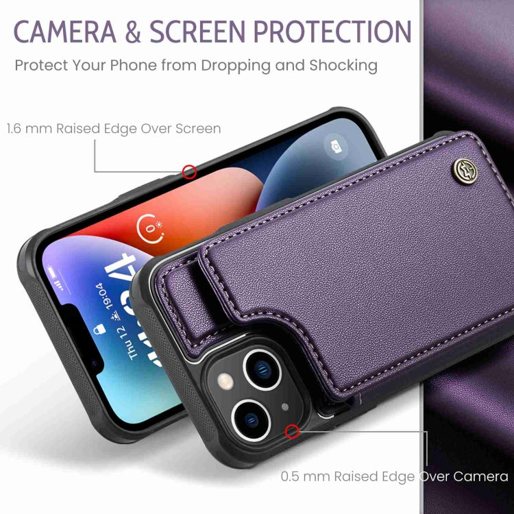 For iPhone 14 CaseMe C22 Card Slots Holder RFID Anti-theft Phone Case(Purple) by CaseMe