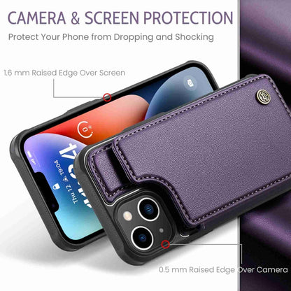 For iPhone 14 CaseMe C22 Card Slots Holder RFID Anti-theft Phone Case(Purple) by CaseMe
