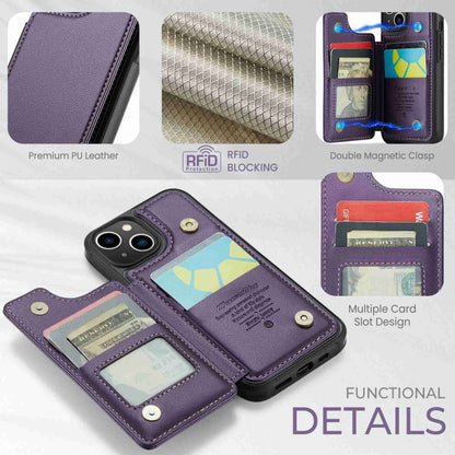 For iPhone 14 CaseMe C22 Card Slots Holder RFID Anti-theft Phone Case(Purple) by CaseMe