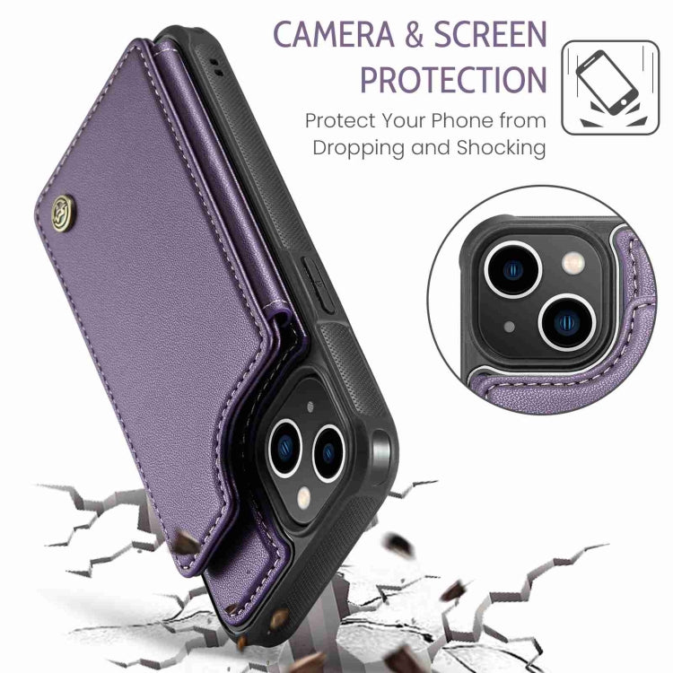 For iPhone 14 CaseMe C22 Card Slots Holder RFID Anti-theft Phone Case(Purple) by CaseMe