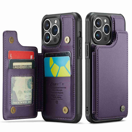 For iPhone 14 Pro CaseMe C22 Card Slots Holder RFID Anti-theft Phone Case(Purple) by CaseMe