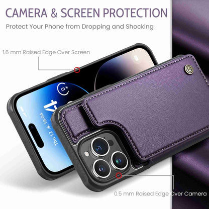 For iPhone 14 Pro CaseMe C22 Card Slots Holder RFID Anti-theft Phone Case(Purple) by CaseMe