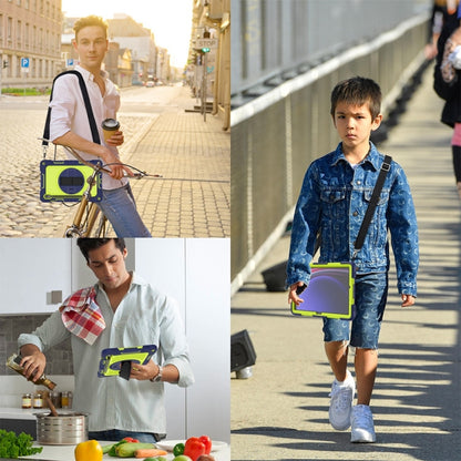 For Samsung Galaxy Tab S9 360 Degree Rotation PC Contrast Silicone Tablet Case(Navy Blue + Yellow Green) by bashfashion