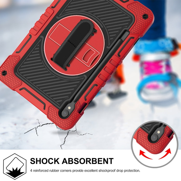 For Samsung Galaxy Tab S9 360 Degree Rotation PC Contrast Silicone Tablet Case(Red + Black) by bashfashion