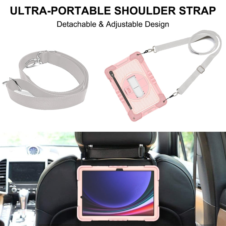 For Samsung Galaxy Tab S9 360 Degree Rotation PC Contrast Silicone Tablet Case(Rose Gold) by bashfashion