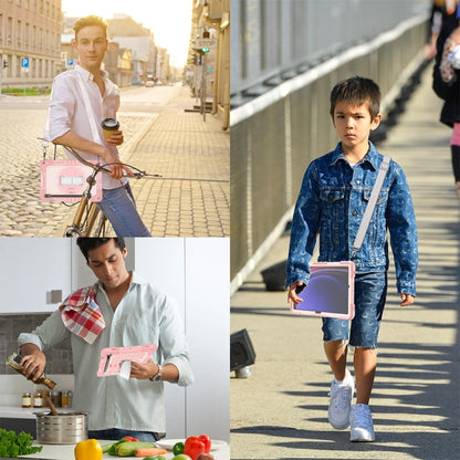 For Samsung Galaxy Tab S9 360 Degree Rotation PC Contrast Silicone Tablet Case(Rose Gold) by bashfashion