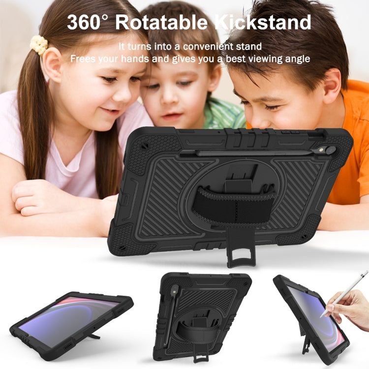 For Samsung Galaxy Tab S9 360 Degree Rotation PC Contrast Silicone Tablet Case(Black) by bashfashion