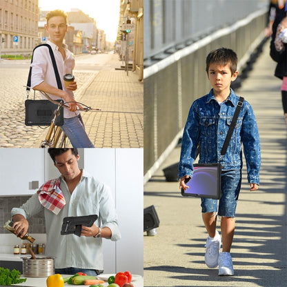 For Samsung Galaxy Tab S9 360 Degree Rotation PC Contrast Silicone Tablet Case(Black) by bashfashion