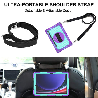 For Samsung Galaxy Tab S9 360 Degree Rotation PC Contrast Silicone Tablet Case(Purple + Mint Green) by bashfashion