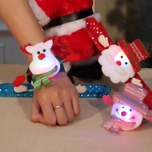 Santa Style Flash Light Merry Christmas Slap Pat Circle Wristband(Sequins Light Snowman) by bashfashion