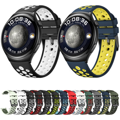 For Huawei Watch 4 Two Color Round Hole Silicone Watch Band(Mint Green) by bashfashion