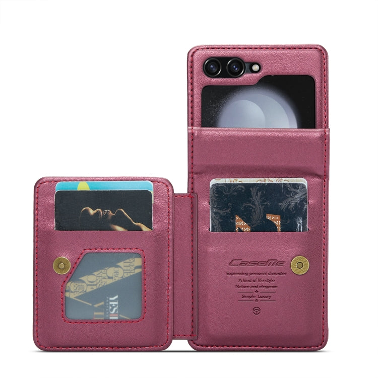 For Samsung Galaxy Z Flip5 CaseMe C22 PC+TPU Business Style RFID Anti-theft Leather Phone Case(Wine Red) by CaseMe