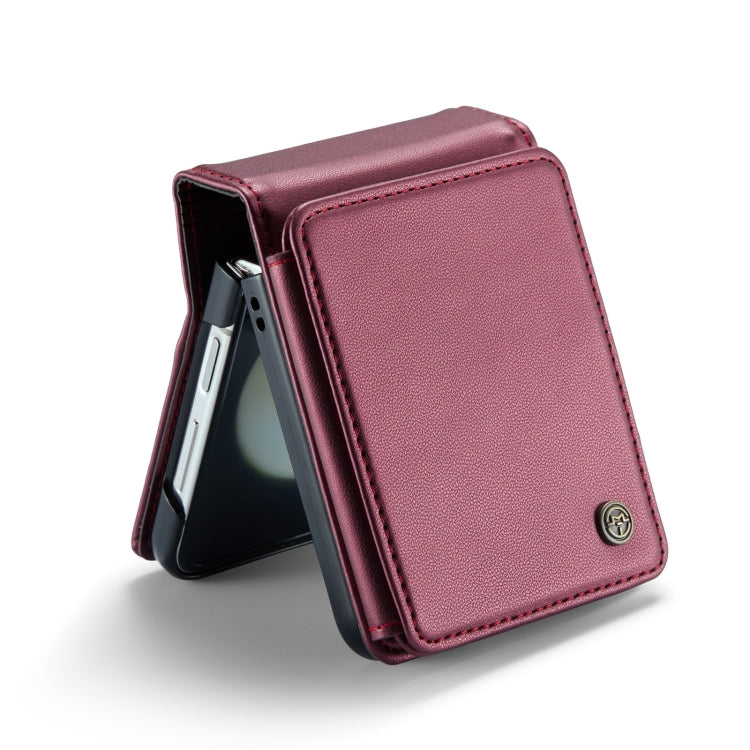For Samsung Galaxy Z Flip5 CaseMe C22 PC+TPU Business Style RFID Anti-theft Leather Phone Case(Wine Red) by CaseMe