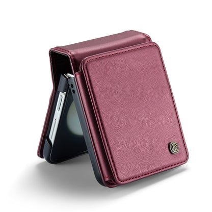For Samsung Galaxy Z Flip5 CaseMe C22 PC+TPU Business Style RFID Anti-theft Leather Phone Case(Wine Red) by CaseMe