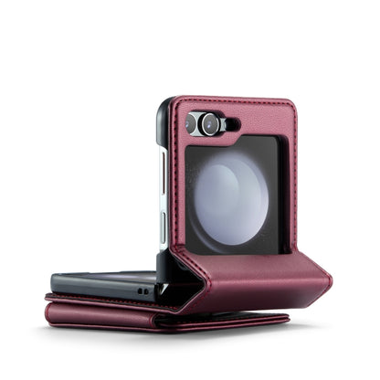 For Samsung Galaxy Z Flip5 CaseMe C22 PC+TPU Business Style RFID Anti-theft Leather Phone Case(Wine Red) by CaseMe