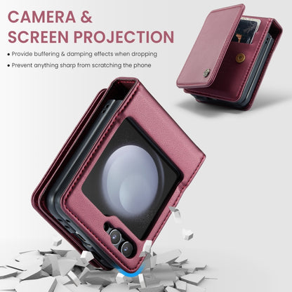 For Samsung Galaxy Z Flip5 CaseMe C22 PC+TPU Business Style RFID Anti-theft Leather Phone Case(Wine Red) by CaseMe