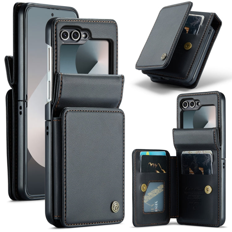 For Samsung Galaxy Z Flip6 / Flip7 FE CaseMe C22 PC+TPU Business Style RFID Anti-theft Leather Phone Case(Black) by CaseMe