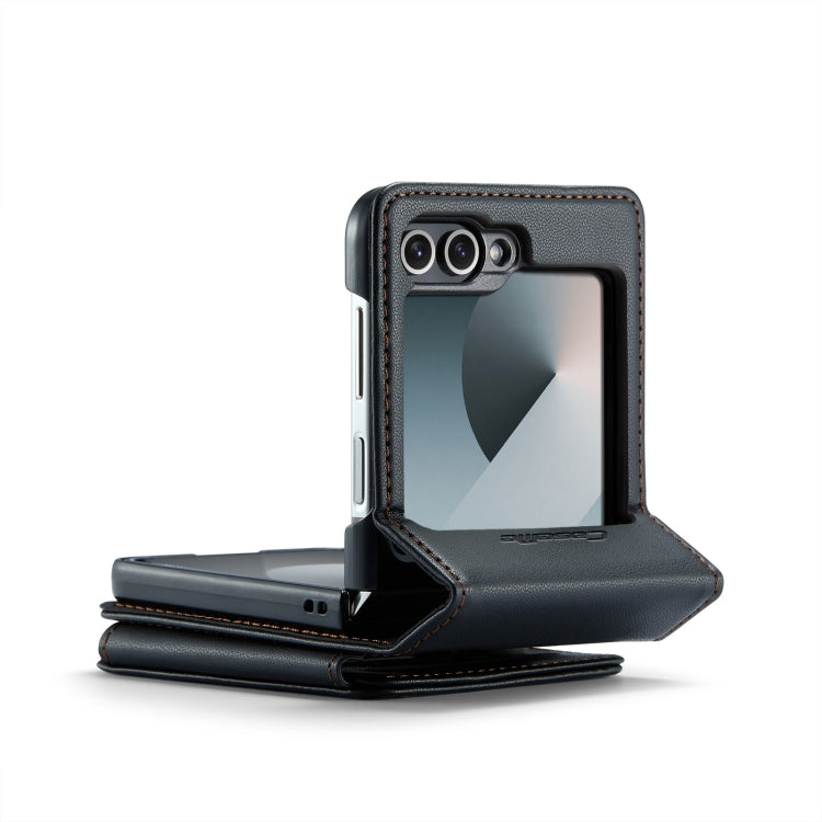 For Samsung Galaxy Z Flip6 / Flip7 FE CaseMe C22 PC+TPU Business Style RFID Anti-theft Leather Phone Case(Black) by CaseMe
