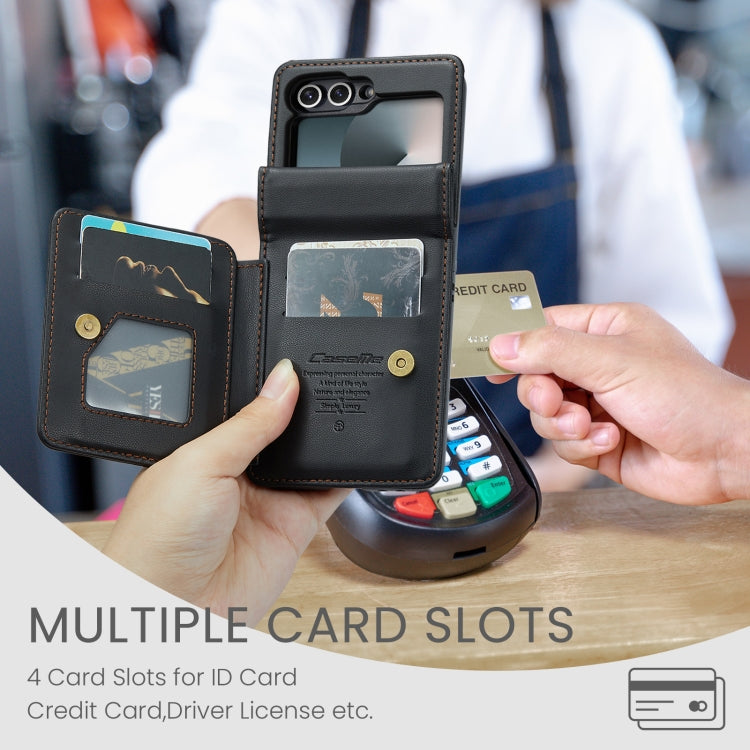 For Samsung Galaxy Z Flip6 / Flip7 FE CaseMe C22 PC+TPU Business Style RFID Anti-theft Leather Phone Case(Black) by CaseMe