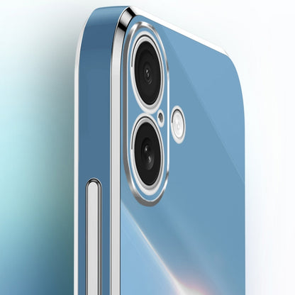 For iPhone 16 XINLI Straight Edge 6D Electroplate TPU Phone Case with Ring Holder(Mint Green) by XINLI