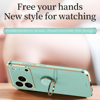 For iPhone 17 Pro Max XINLI Straight Edge 6D Electroplate TPU Phone Case with Ring Holder(Mint Green) by XINLI