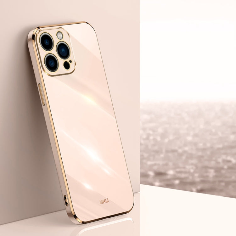 For iPhone 15 Pro Max XINLI Straight Edge 6D Electroplate TPU Phone Case(Pink) by XINLI
